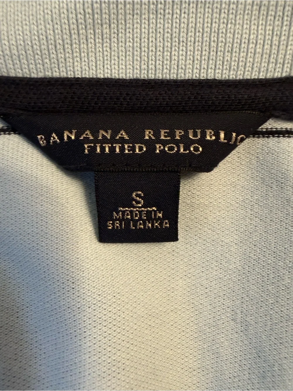 Men's Light Blue Polo Shirt with Thin brown Stripes